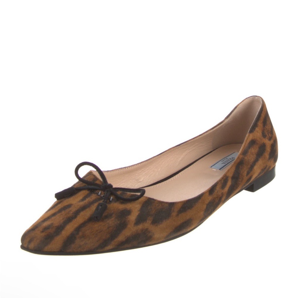Prada Leopard Print Flats with Bow